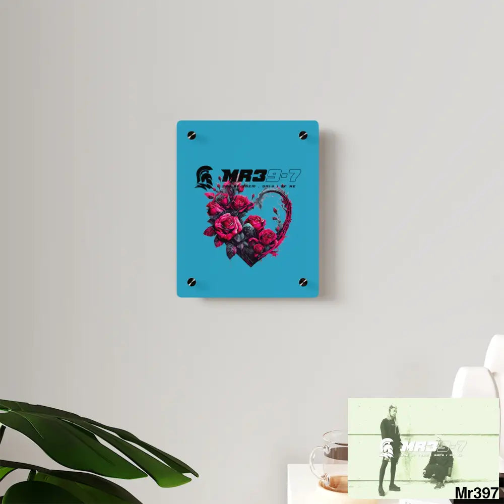 MR39-7 Heart made of Pink Roses on Black Background Acrylic Wall Art Panels Home Decor