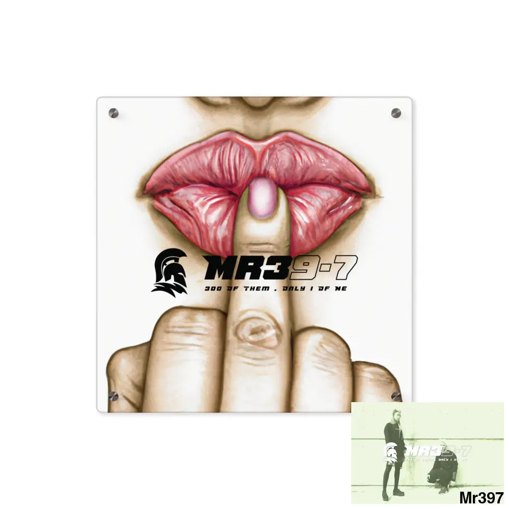MR39-7 Kissing Mouth with Middle Finger Acrylic Wall Art Panels 16″ x 16″ (Square) / 0.25’’ Home Decor