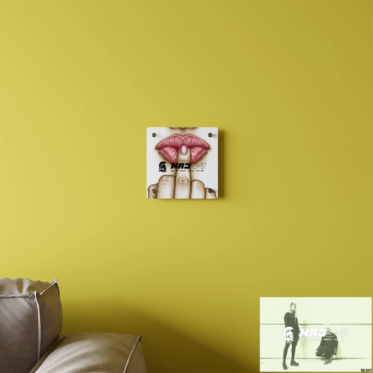 MR39-7 Kissing Mouth with Middle Finger Acrylic Wall Art Panels Home Decor