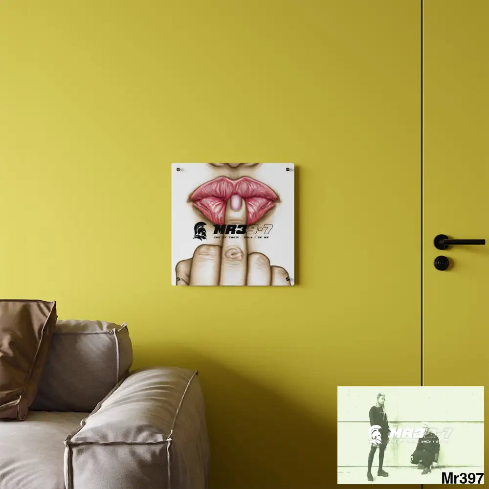 MR39-7 Kissing Mouth with Middle Finger Acrylic Wall Art Panels Home Decor