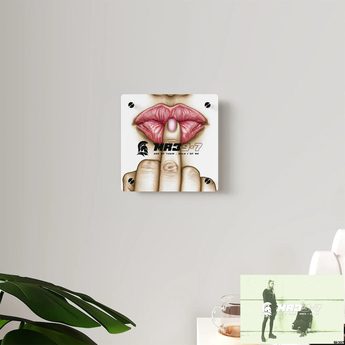 MR39-7 Kissing Mouth with Middle Finger Acrylic Wall Art Panels Home Decor