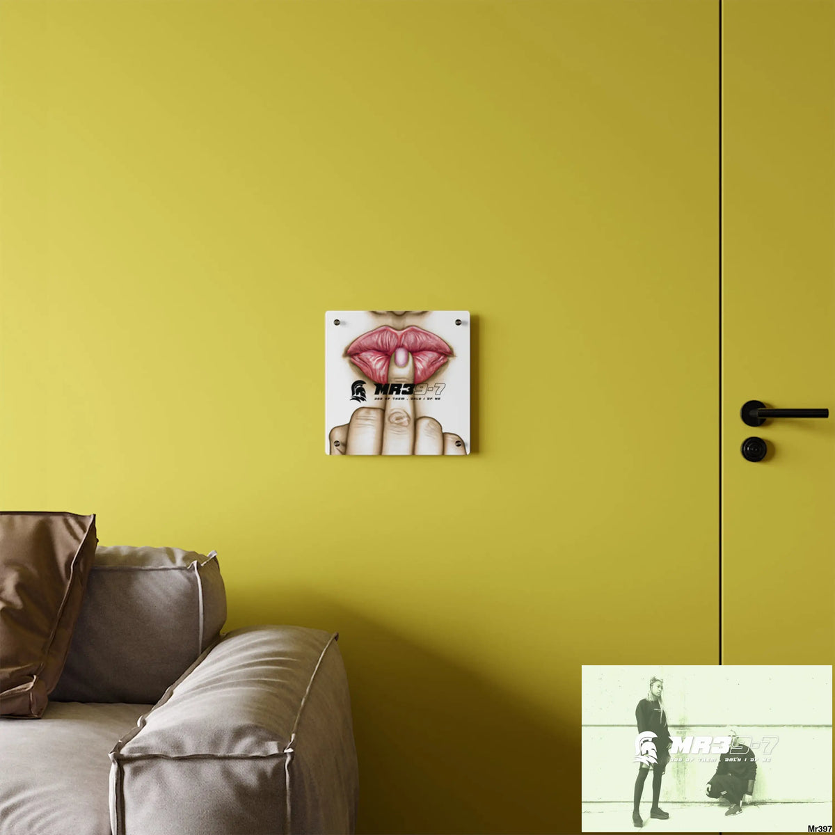 MR39-7 Kissing Mouth with Middle Finger Acrylic Wall Art Panels Home Decor