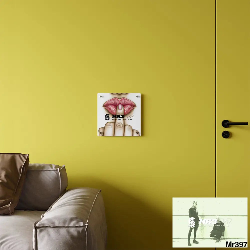 MR39-7 Kissing Mouth with Middle Finger Acrylic Wall Art Panels Home Decor