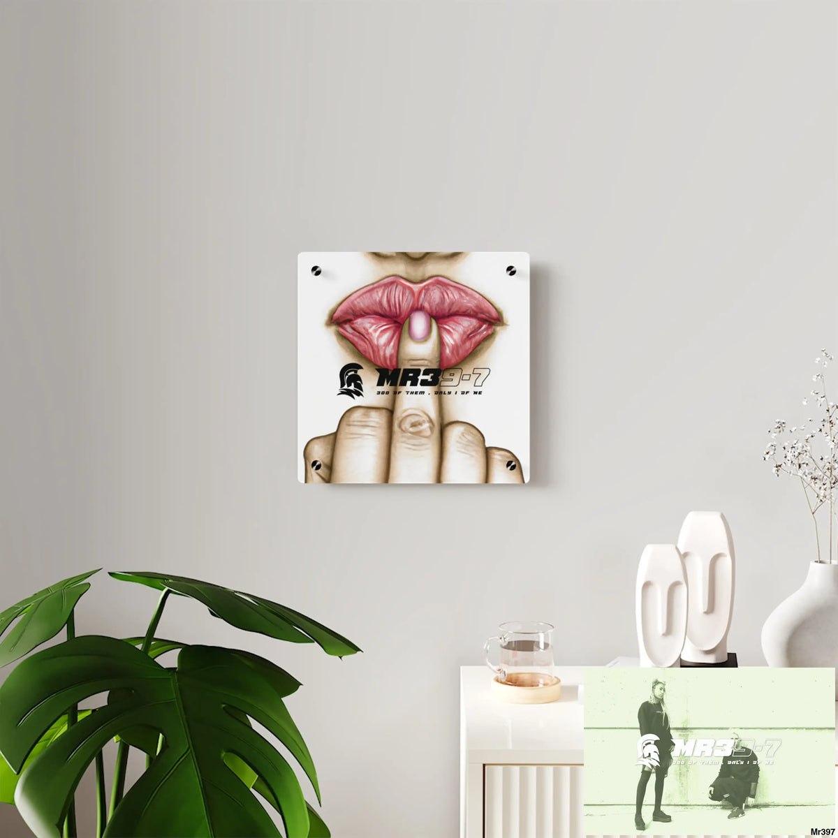 MR39-7 Kissing Mouth with Middle Finger Acrylic Wall Art Panels Home Decor