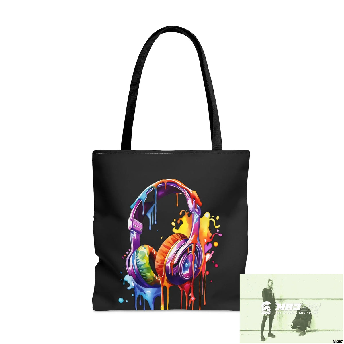 MR39-7 Melting Headphones Tote Bag (AOP) Large Bags