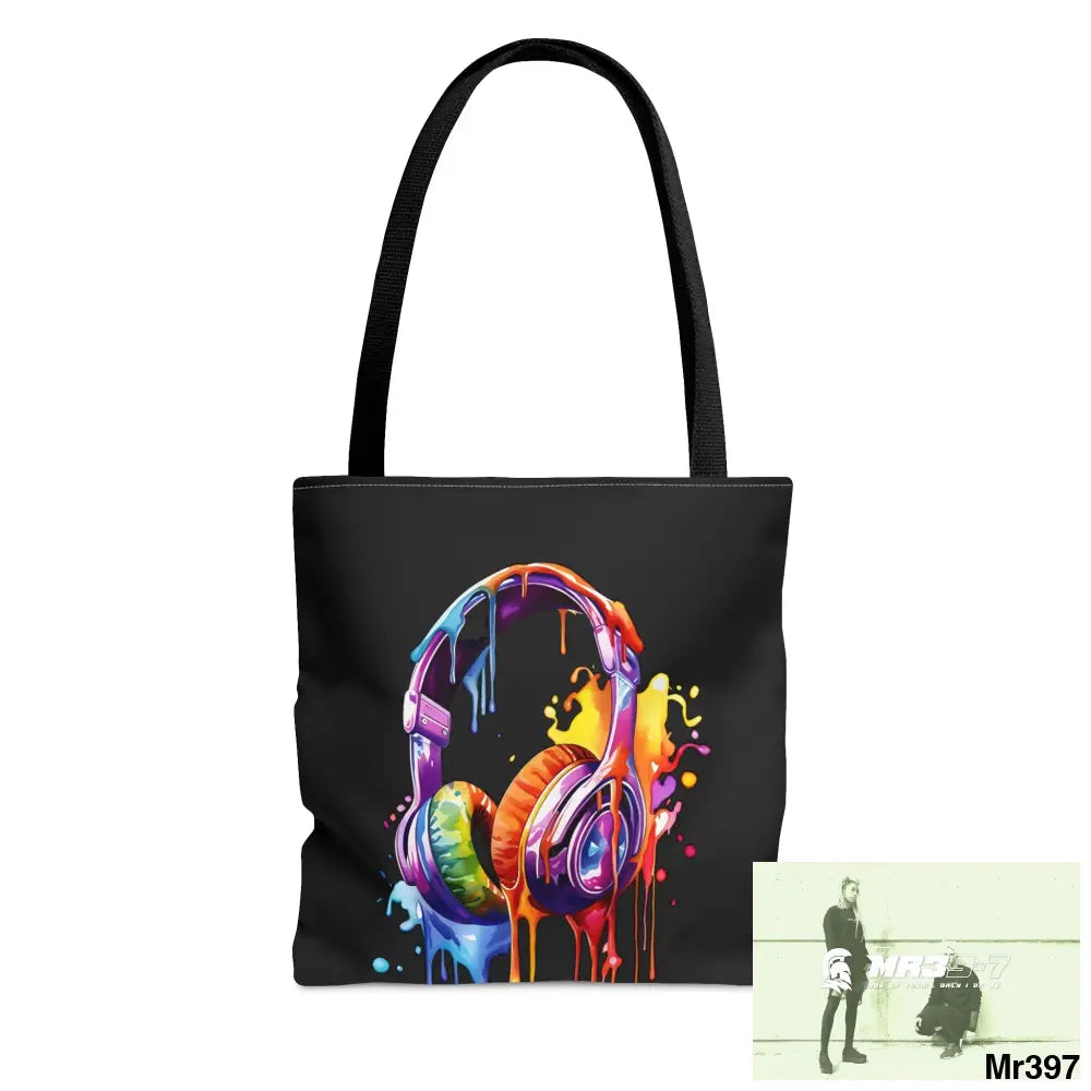 MR39-7 Melting Headphones Tote Bag (AOP) Small Bags