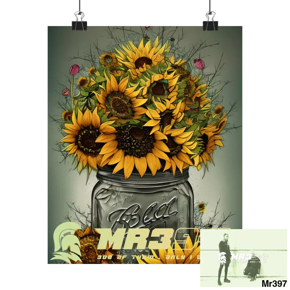 Mr39-7 Relax Fantasy Summer Landscape in a Mason Jar Matte Vertical Posters 9’’ x 11’’ / Matte Poster