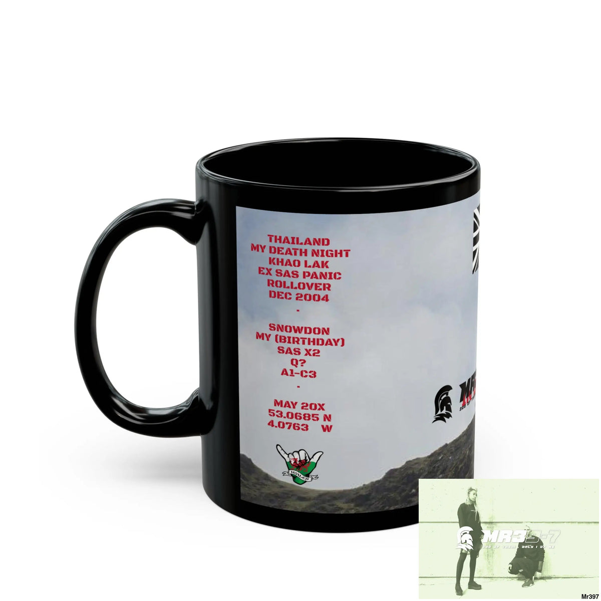 Mr39-7 Tactical SAS Roll over Death night 2004 20X Strike B MT Snowdon 11oz Black Mug GB / Thailand/ Bermo /Wales, 11oz
