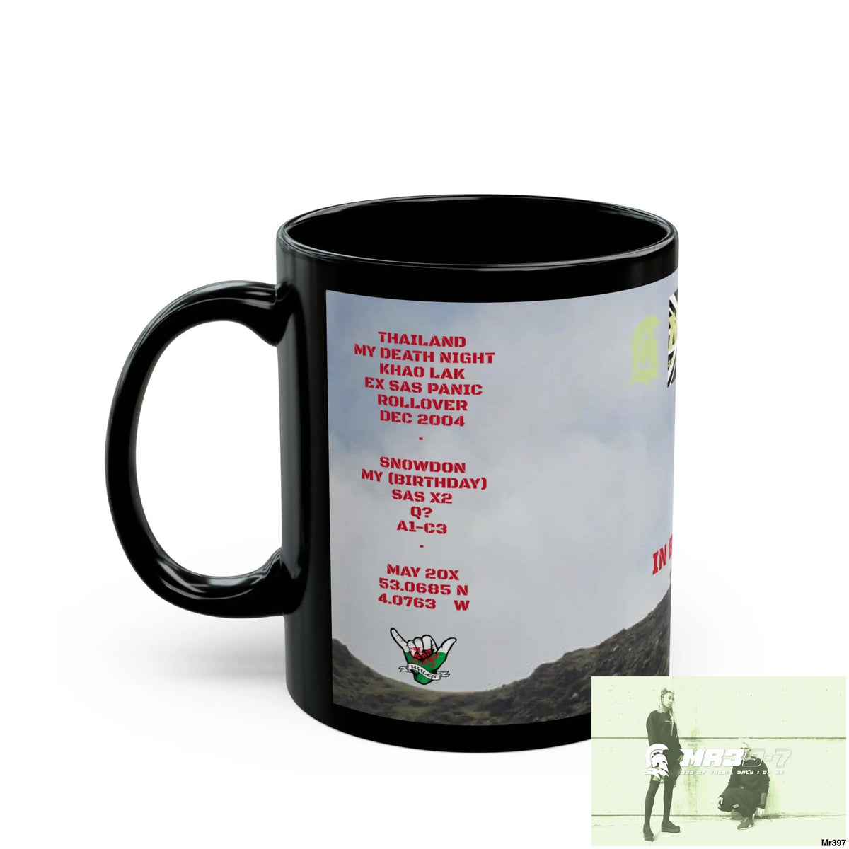 Mr39-7 Tactical SAS Roll over Death night 2004 20X Strike B MT Snowdon 11oz Black Mug GB / Thailand/ Bermo /Wales, 11oz