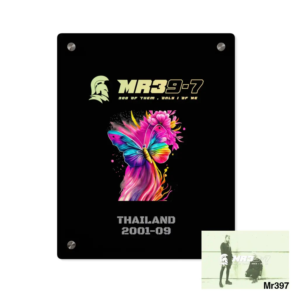 MR39-7 Thailand 2001--09 Colourful Butterfly in Mid-Flight Acrylic Wall Art Panels 11″ x 14″ (Vertical) / 0.25’’ Home