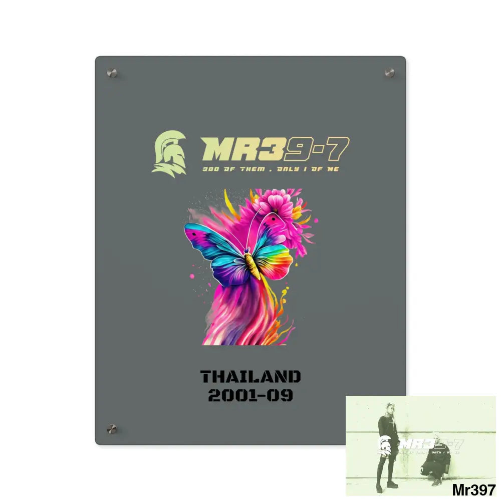 MR39-7 Thailand 2001--09 Colourful Butterfly in Mid-Flight Acrylic Wall Art Panels 16″ x 20″ (Vertical) / 0.25’’ Home