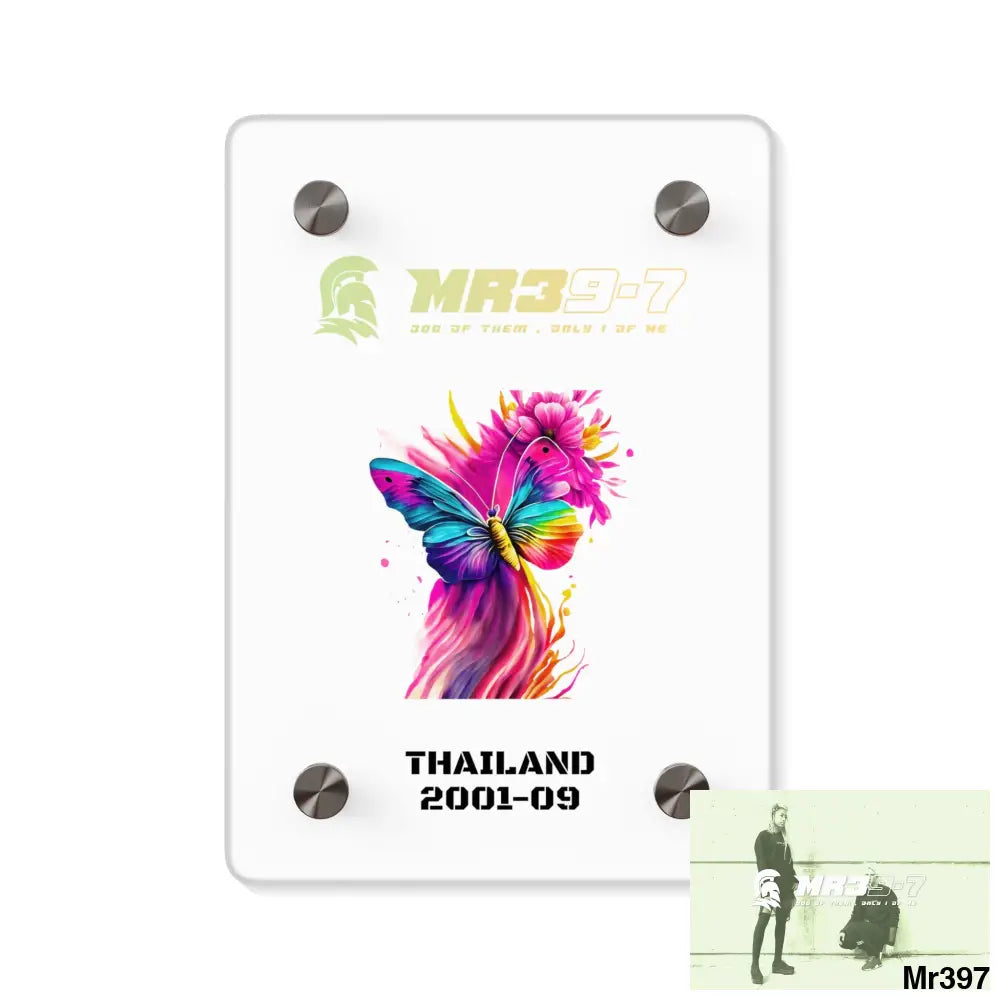MR39-7 Thailand 2001--09 Colourful Butterfly in Mid-Flight Acrylic Wall Art Panels 5’’ x 7’’ (Vertical) / 0.25’’ Home