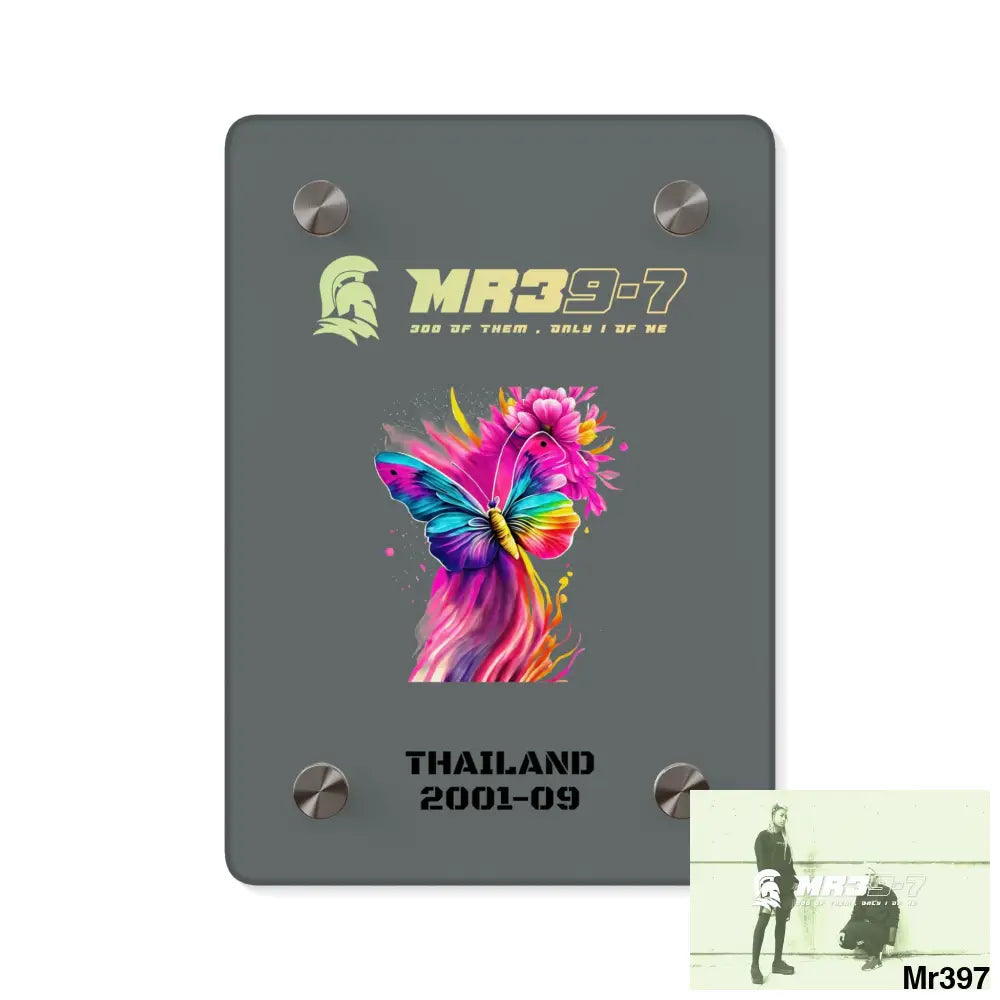 MR39-7 Thailand 2001--09 Colourful Butterfly in Mid-Flight Acrylic Wall Art Panels 5’’ x 7’’ (Vertical) / 0.25’’ Home