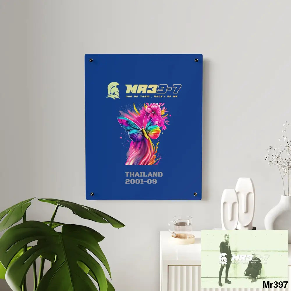 MR39-7 Thailand 2001--09 Colourful Butterfly in Mid-Flight Acrylic Wall Art Panels Home Decor