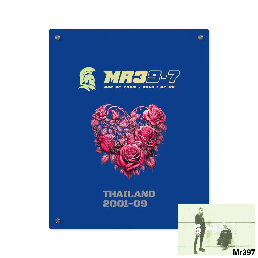 MR39-7 Thailand 2001--09 Heart Made of Pink Roses Beautiful Floral Acrylic wall art panels 16″ x 20″ (Vertical)