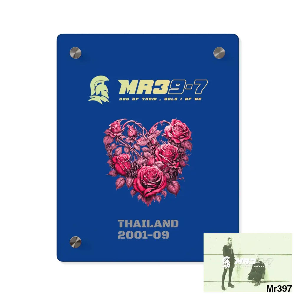 MR39-7 Thailand 2001--09 Heart Made of Pink Roses Beautiful Floral Acrylic wall art panels 8″ x 10″ (Vertical) / 0.25’’