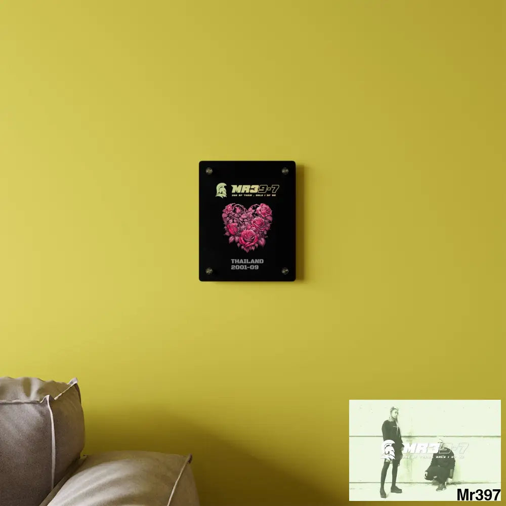 MR39-7 Thailand 2001--09 Heart Made of Pink Roses Beautiful Floral Acrylic Wall Art Panels Home Decor