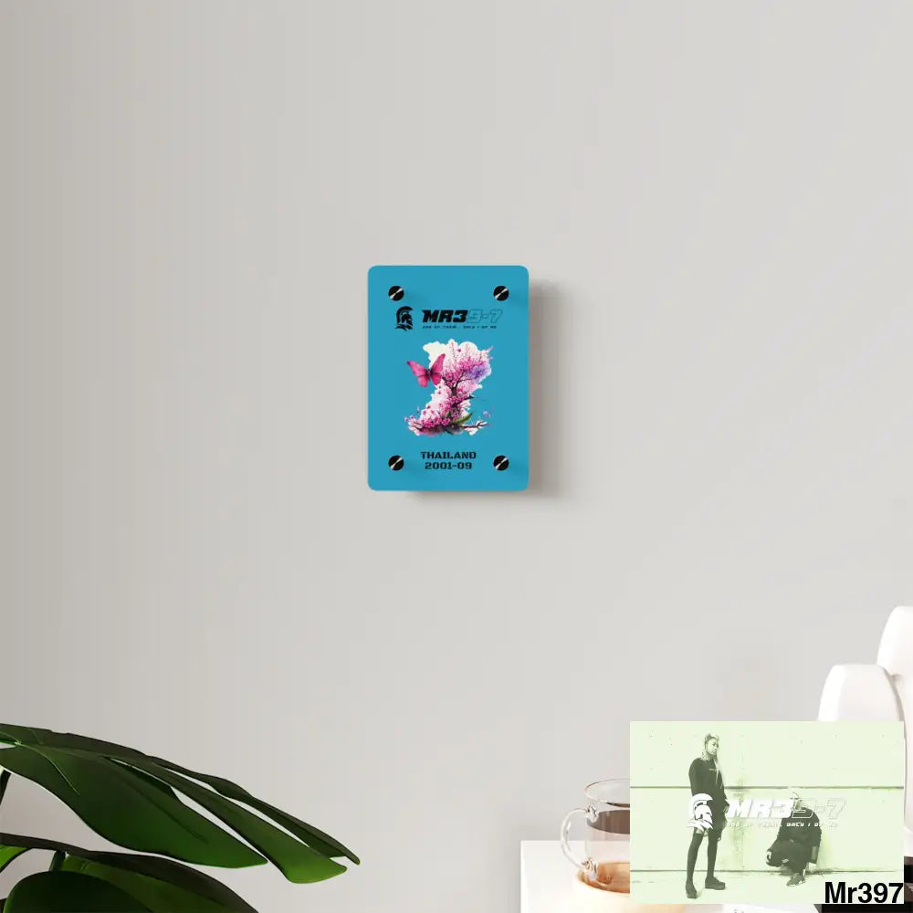 MR39-7 Thailand 2001--09 Pink Butterfly on Ornamental Cherry Tree Branch Acrylic Wall Art Panels Home Decor