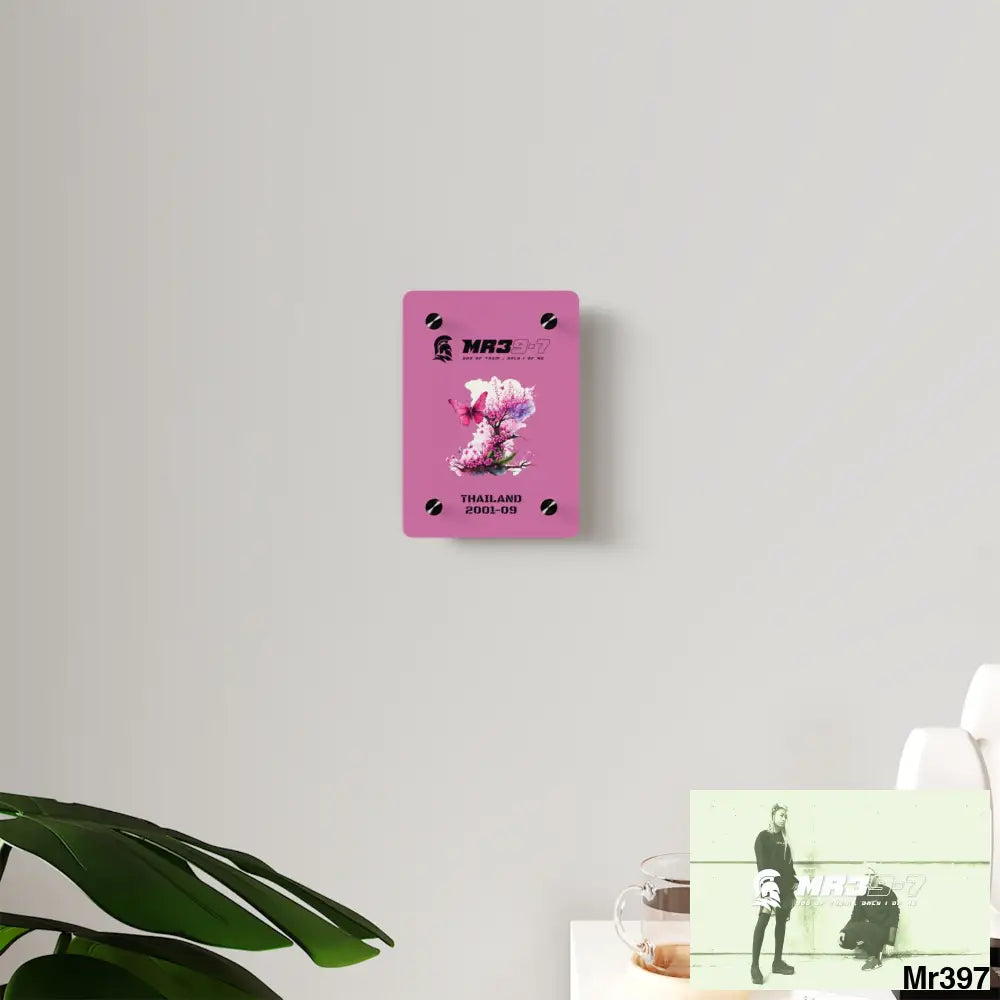 MR39-7 Thailand 2001--09 Pink Butterfly on Ornamental Cherry Tree Branch Acrylic Wall Art Panels Home Decor