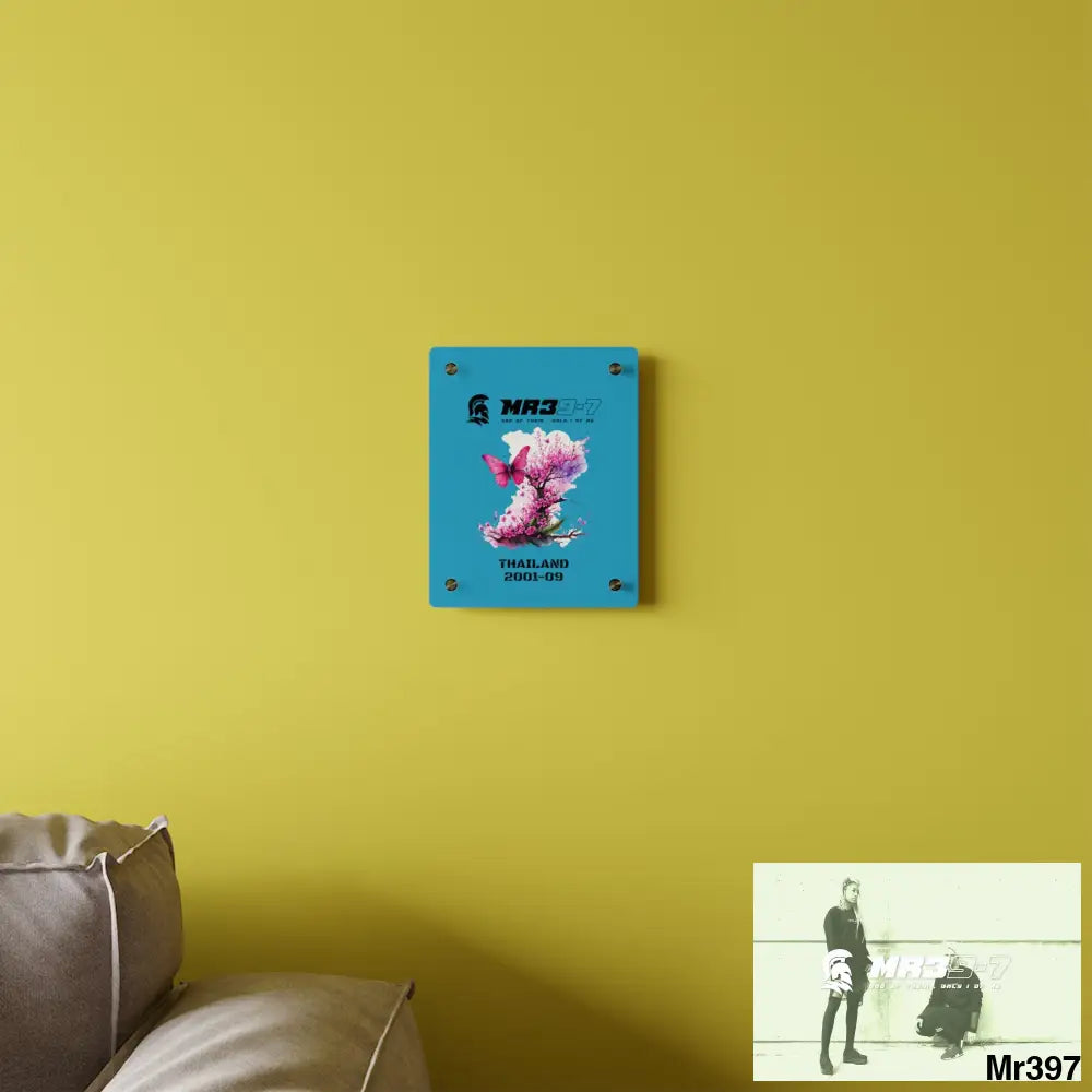 MR39-7 Thailand 2001--09 Pink Butterfly on Ornamental Cherry Tree Branch Acrylic Wall Art Panels Home Decor