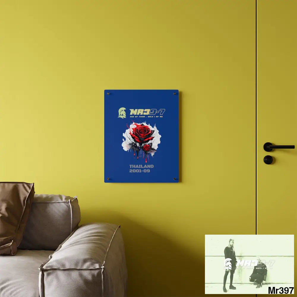 MR39-7 Thailand 2001--09 Red Rose with Bloody Drippings on Abstract Black Background Acrylic Wall Art Panels Home Decor