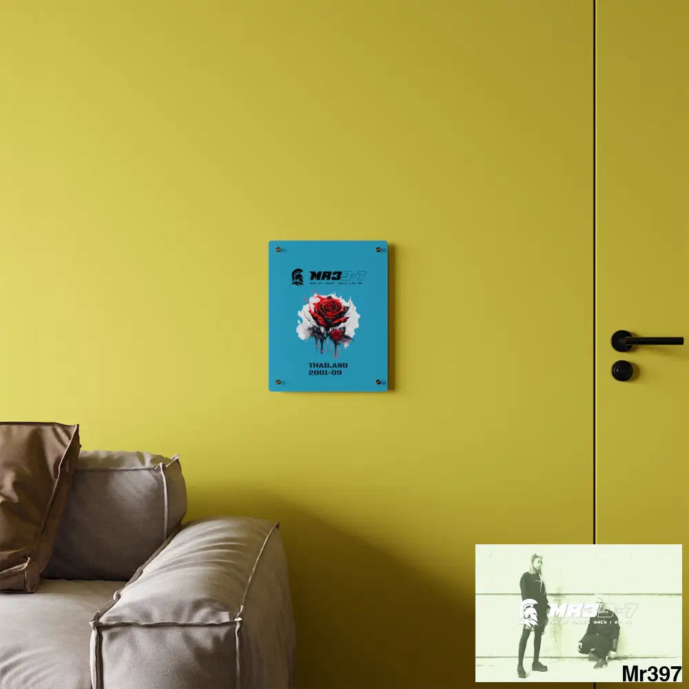 MR39-7 Thailand 2001--09 Red Rose with Bloody Drippings on Abstract Black Background Acrylic Wall Art Panels Home Decor