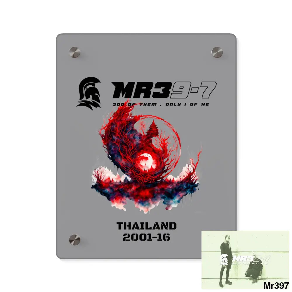 MR39-7 Thailand 2001-16 Abstract Yin-Yang Symbol in Red and Black- Acrylica Wall Art Panels 8″ x 10″ (Vertical)