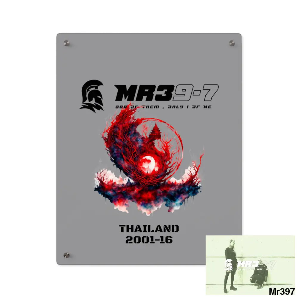 MR39-7 Thailand 2001-16 Abstract Yin-Yang Symbol in Red and Black- Acrylica Wall Art Panels 16″ x 20″ (Vertical)