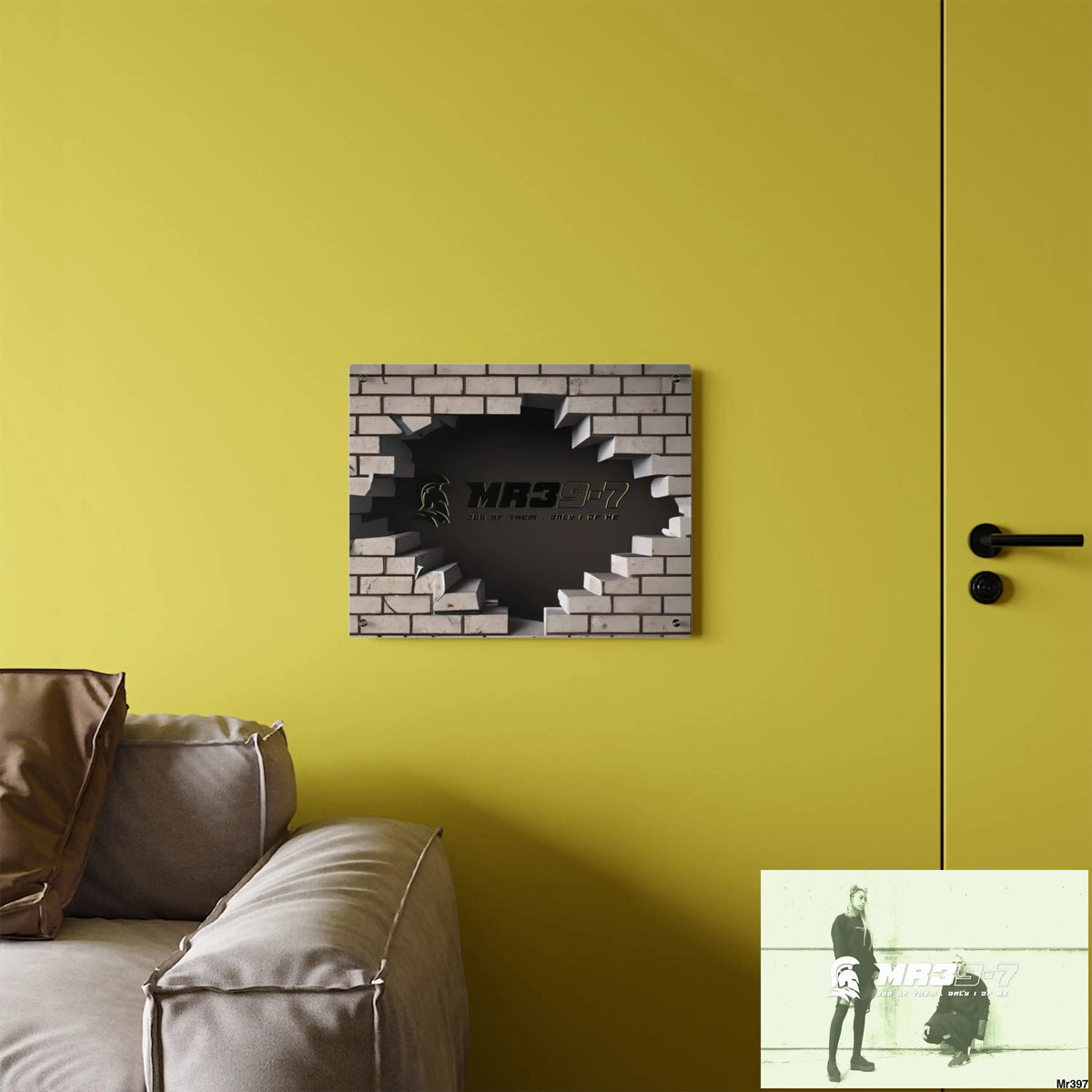 MR39-7 Through the 3D Cracked Brick Wall Graphic Acrylic Art Panels Home Decor