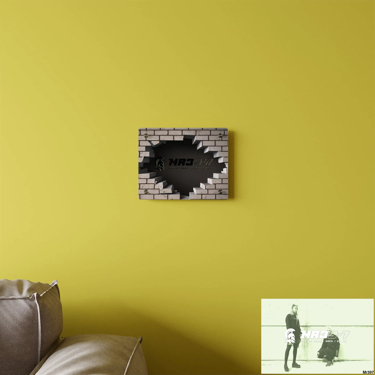 MR39-7 Through the 3D Cracked Brick Wall Graphic Acrylic Art Panels Home Decor