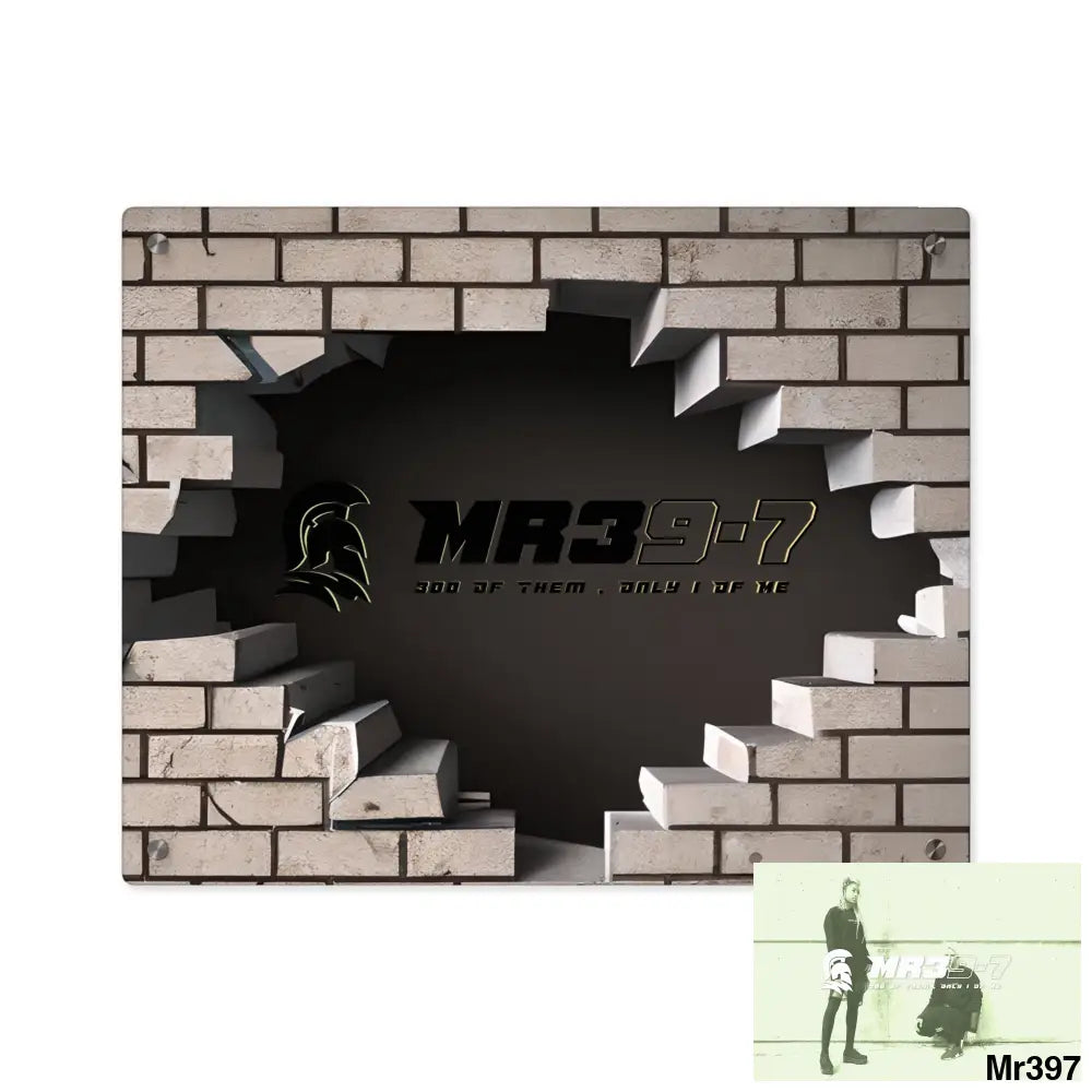 MR39-7 Through the 3D Cracked Brick Wall Graphic Acrylic Art Panels 20″ x 16″ (Horizontal) / 0.25’’ Home Decor