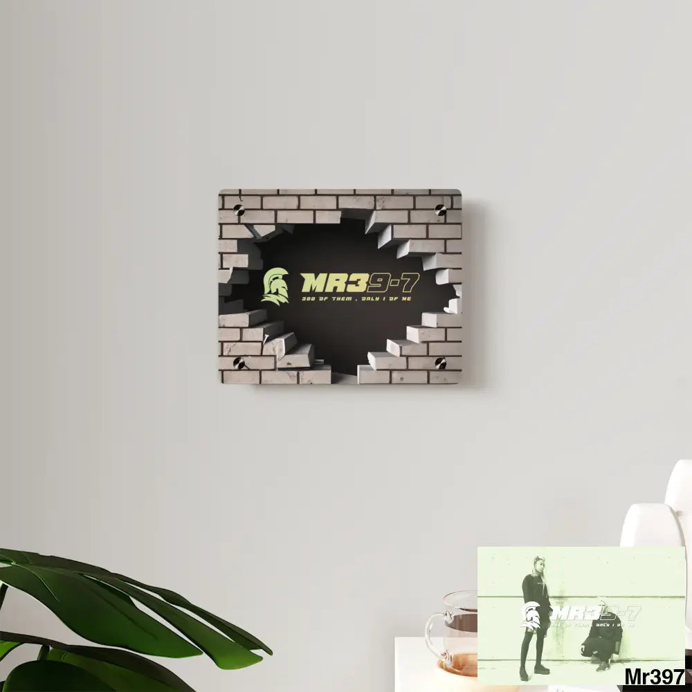 MR39-7 Through the 3D Cracked Brick Wall Graphic Acrylic Art Panels Home Decor