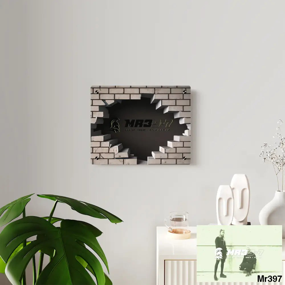 MR39-7 Through the 3D Cracked Brick Wall Graphic Acrylic Art Panels Home Decor