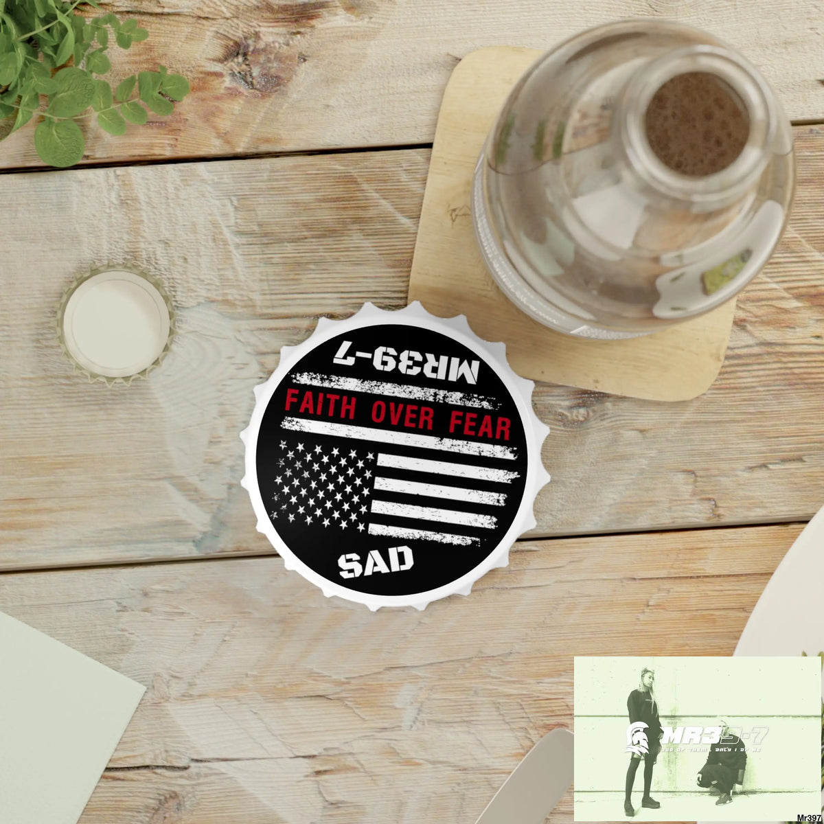 MR39-7’s USA Style Because I was Inverted SAD • Faith Over Fear Edition Bottle Opener One size / White Accessories
