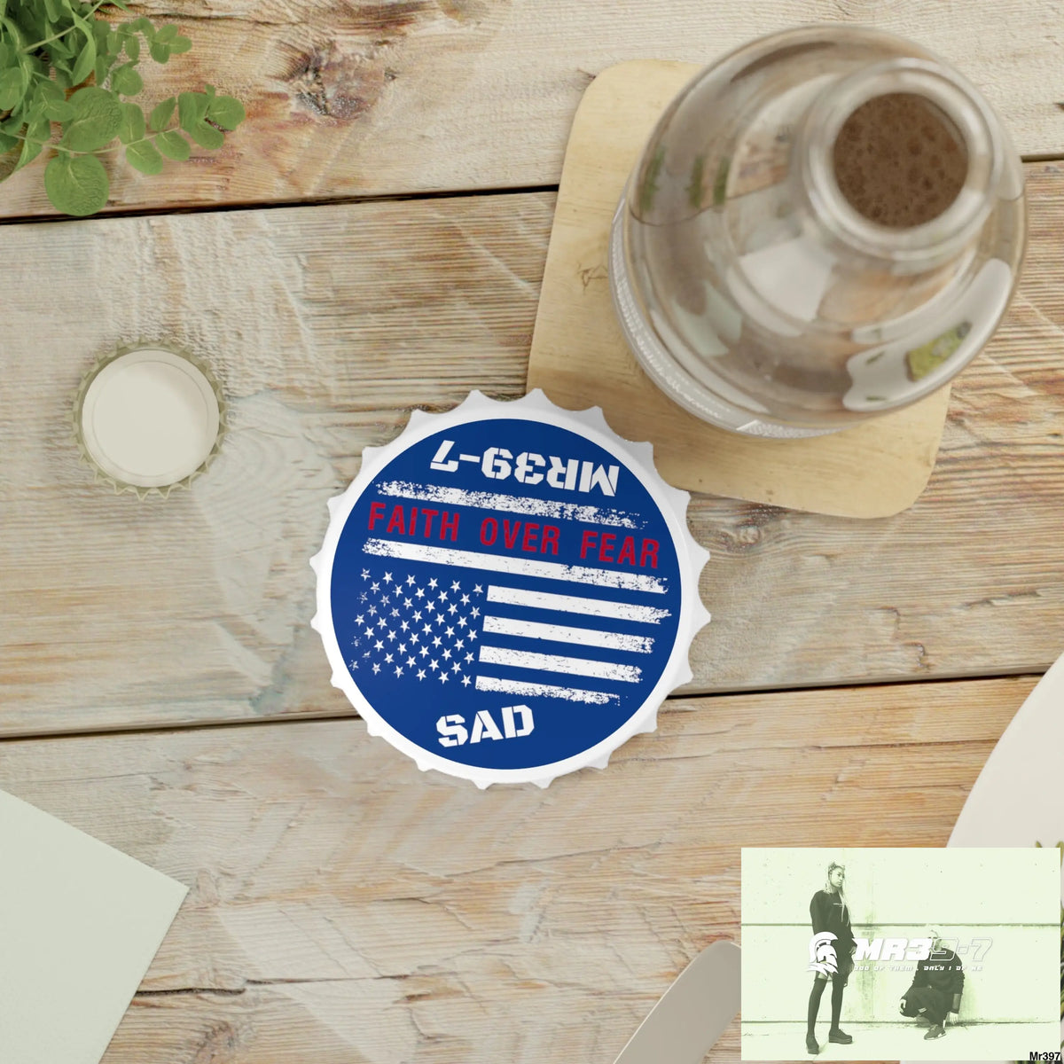 MR39-7’s USA Style Because I was Inverted SAD • Faith Over Fear Edition Bottle Opener One size / White Accessories