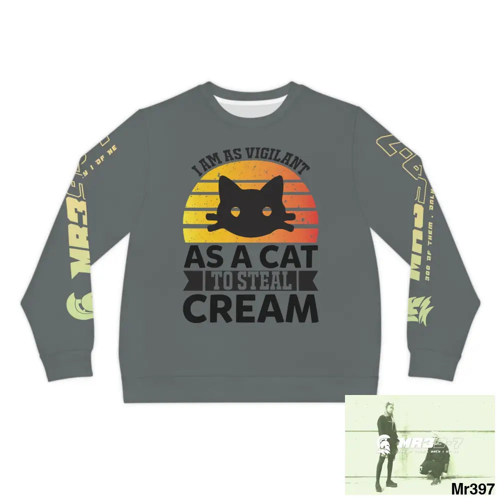 Mr39-A1 vigilante - Cat Vigilance Lightweight Sweatshirt (AOP) S All Over Prints