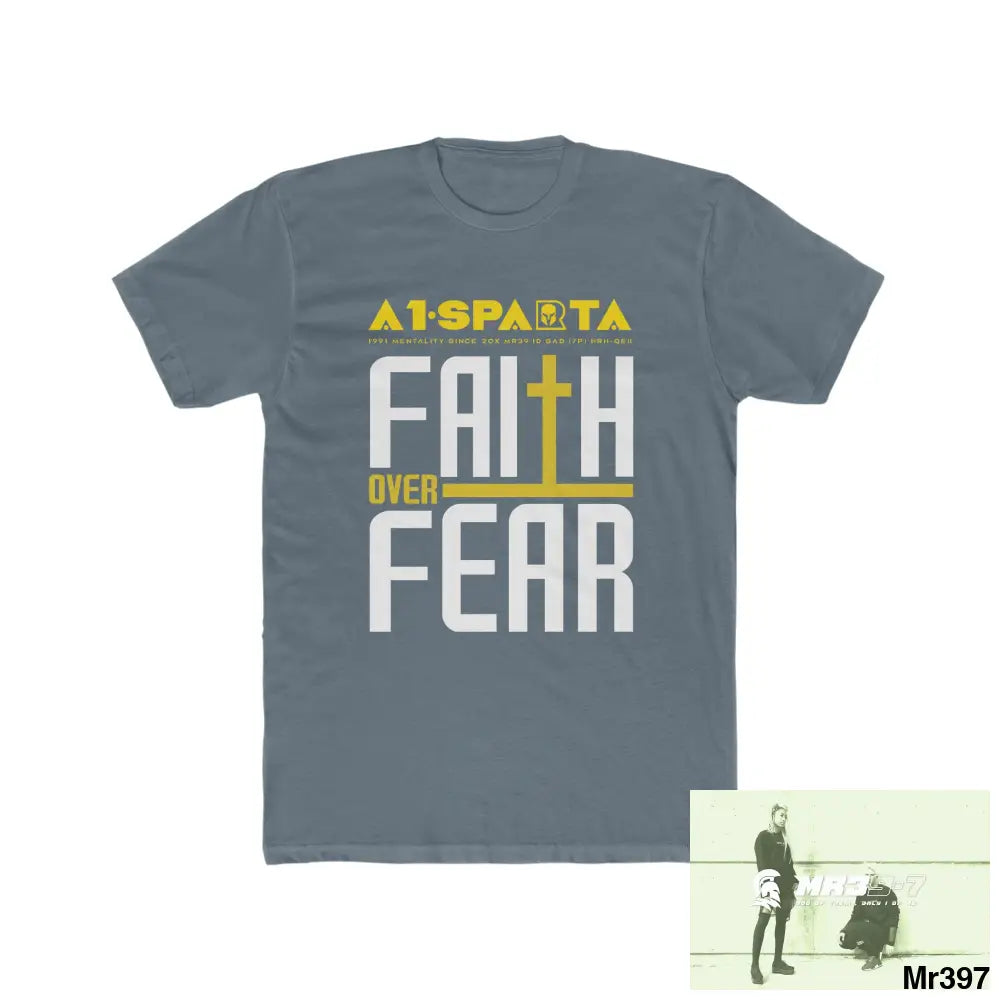 MR39 Faith over fear - Men’s Cotton Crew Tee Solid Indigo / S T-Shirt