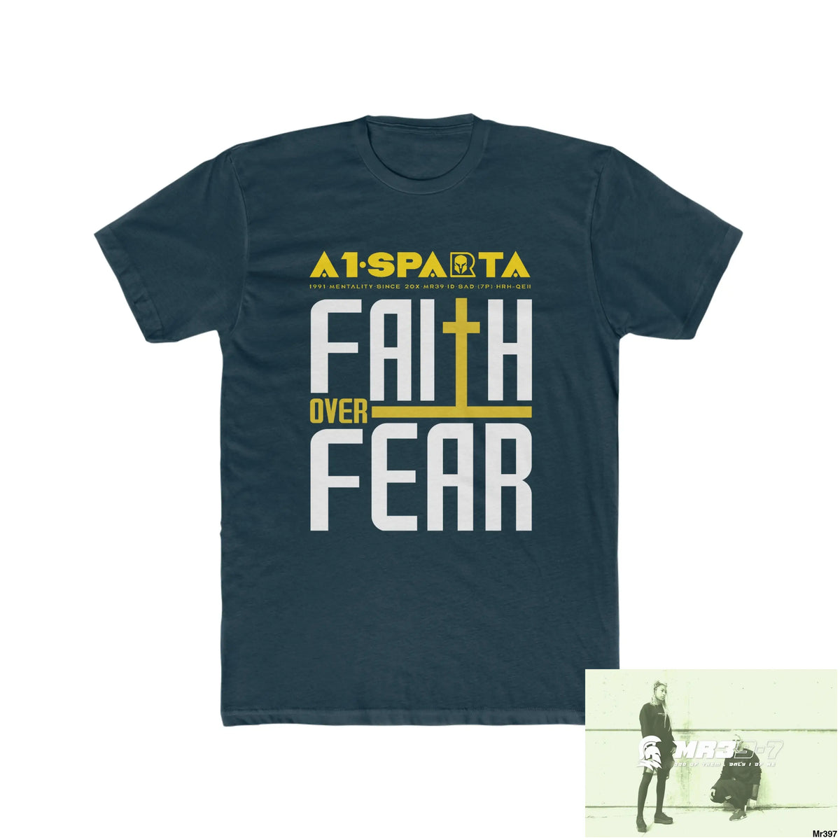 MR39 Faith over fear - Men’s Cotton Crew Tee Solid Midnight Navy / XS T-Shirt