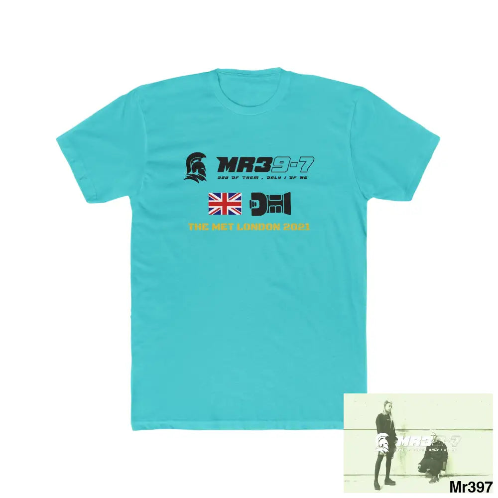 MR39 One flew over the Redwoods Centre & Fked off to London - Men’s Cotton Crew Tee Solid Tahiti Blue / S T-Shirt