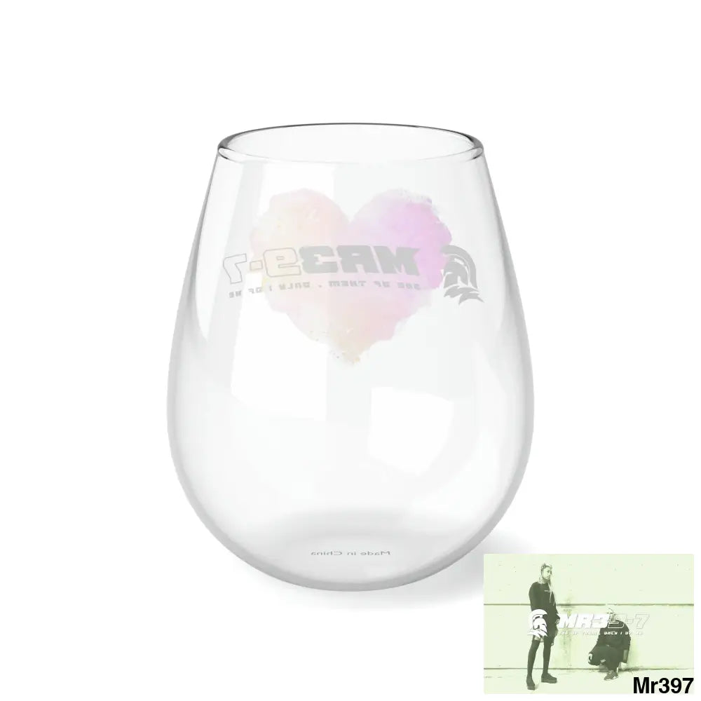 Mr39 Plastered paint watercolour heart graphic Stemless Wine Glass 11.75oz 11.75oz Mug