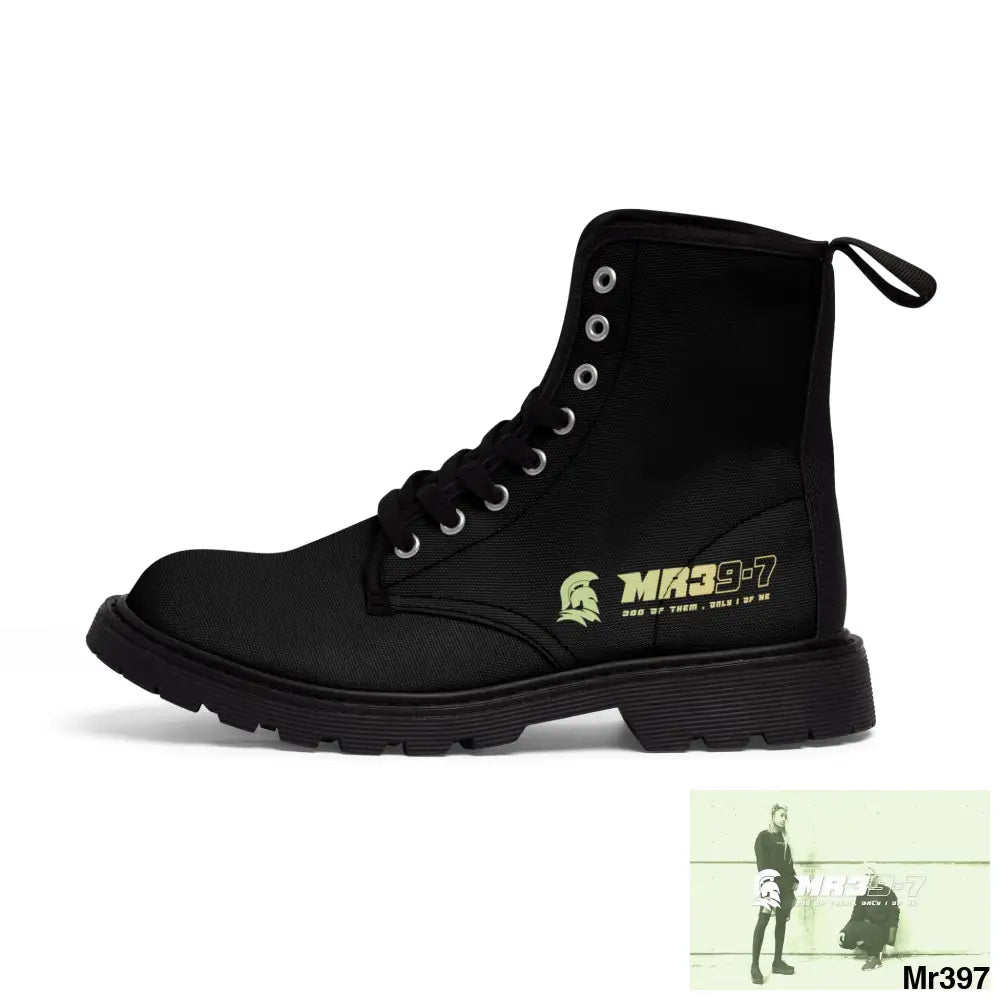 MR39S Black Canvas Boots AOP Shoes