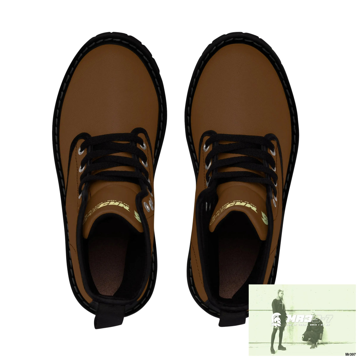 MR39S Brown Canvas Boots AOP Shoes