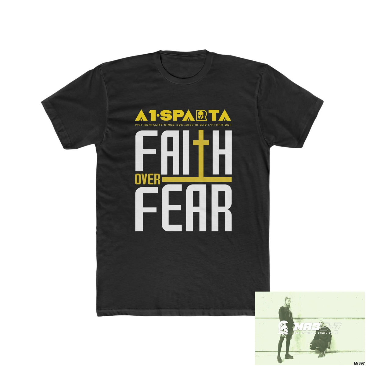 MR39S Faith over fear -Men’s Cotton Crew Tee Solid Black / XS T-Shirt