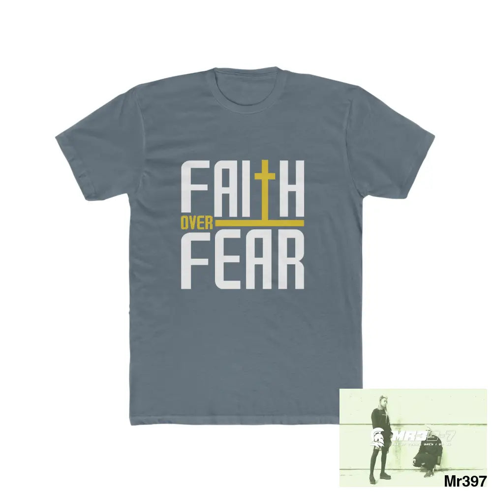 MR39S Faith over fear - Men’s Cotton Crew Tee Solid Indigo / S T-Shirt