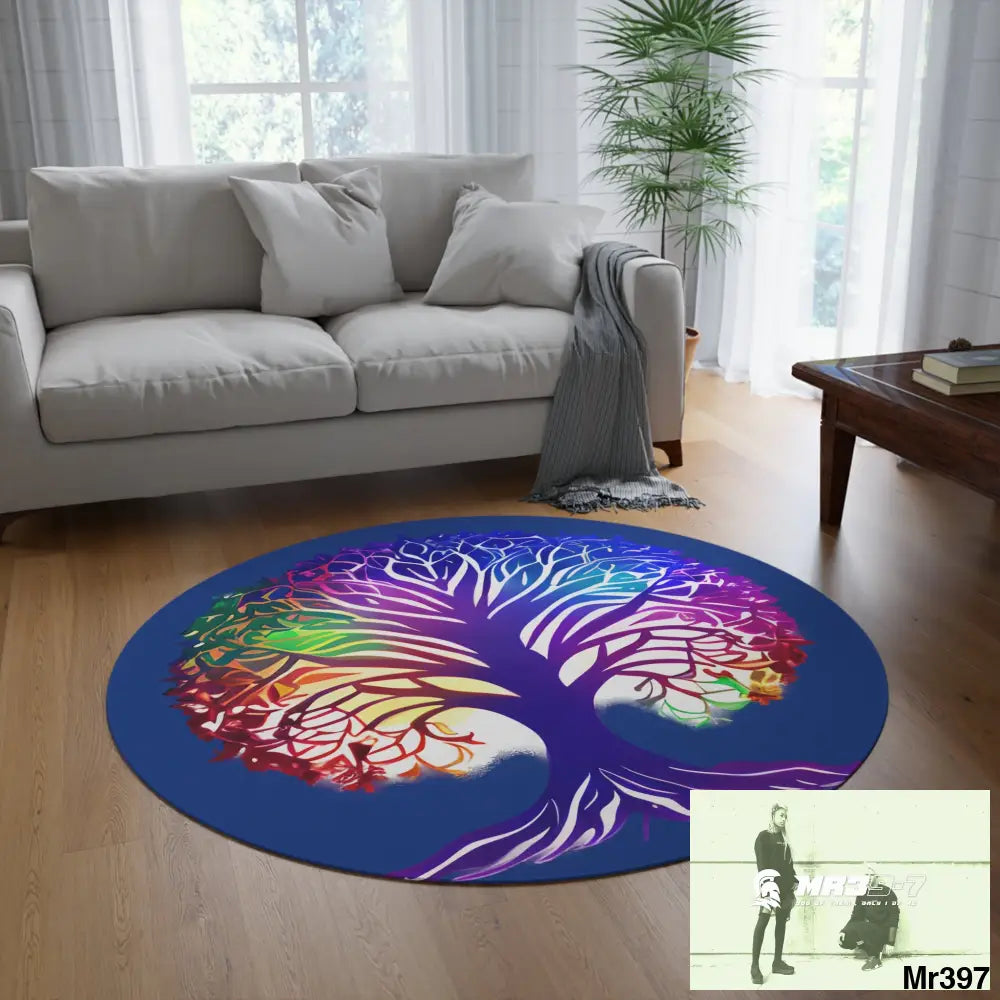 Multi-Coloured Tree of life Round Rug 60’’ × 60’’ Home Decor