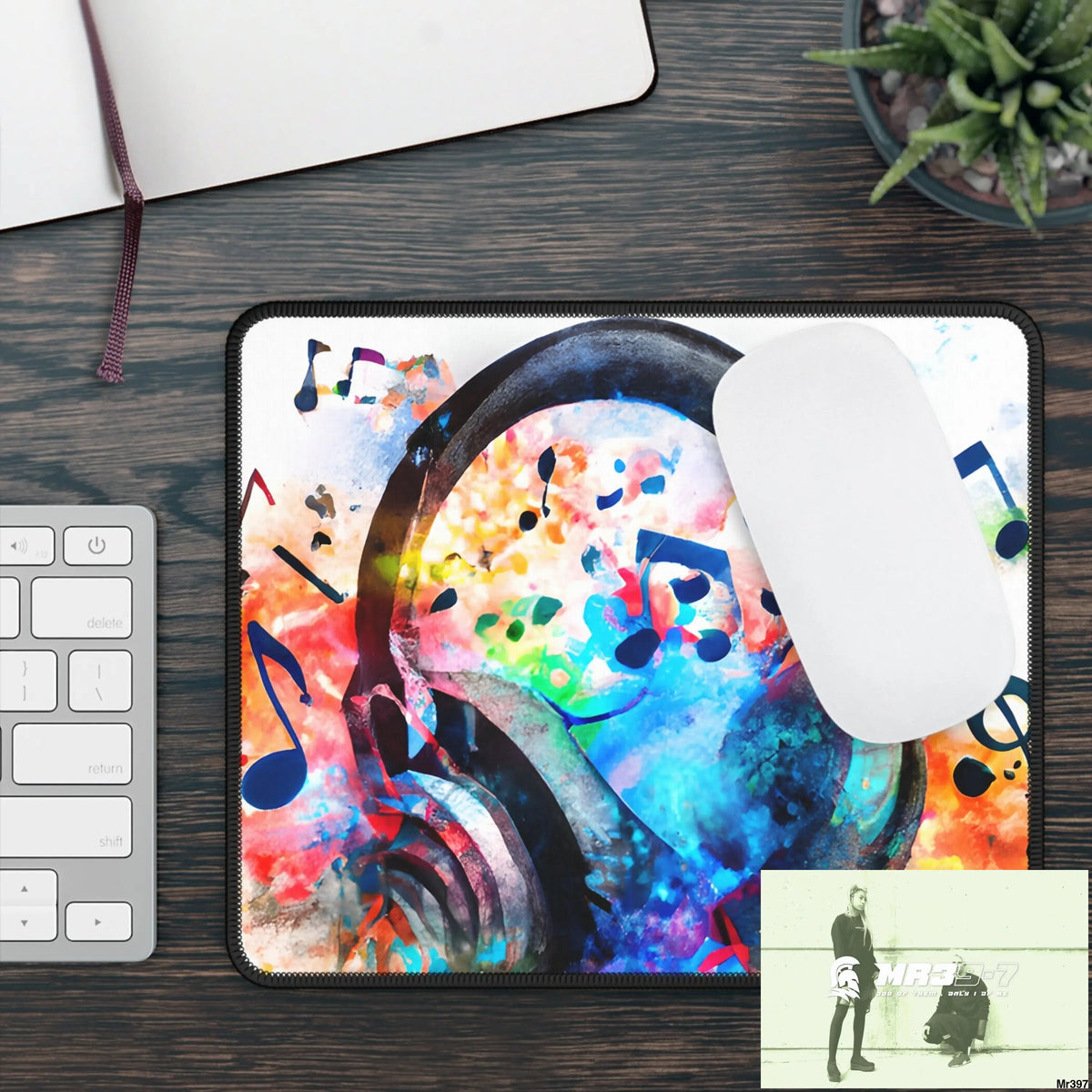 Musical Abstract headphones art Gaming Mouse Pad Rectangle / 9’’ × 7’’ Home Decor