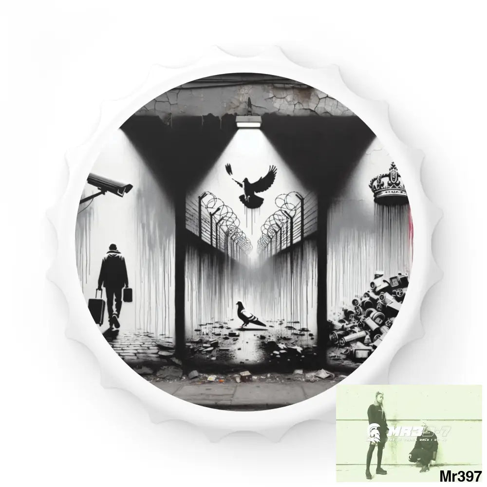 My life My Deaths Their plans failed 2001-2025 Banksy Inspired Magnetic Bottle Opener One size / White Accessories