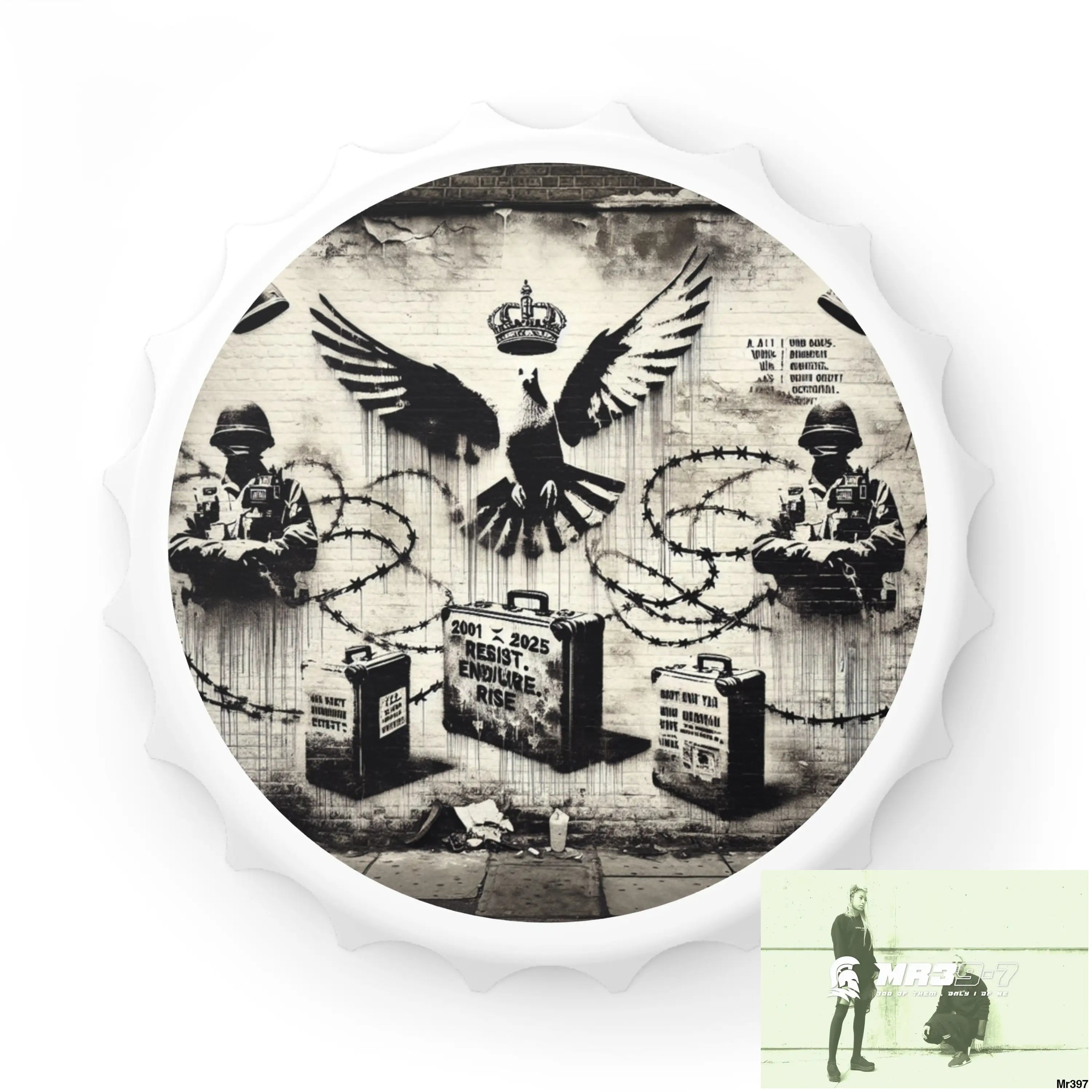 My life My Deaths Their plans failed 2001-2025 Banksy Inspired Magnetic Bottle Opener One size / White Accessories