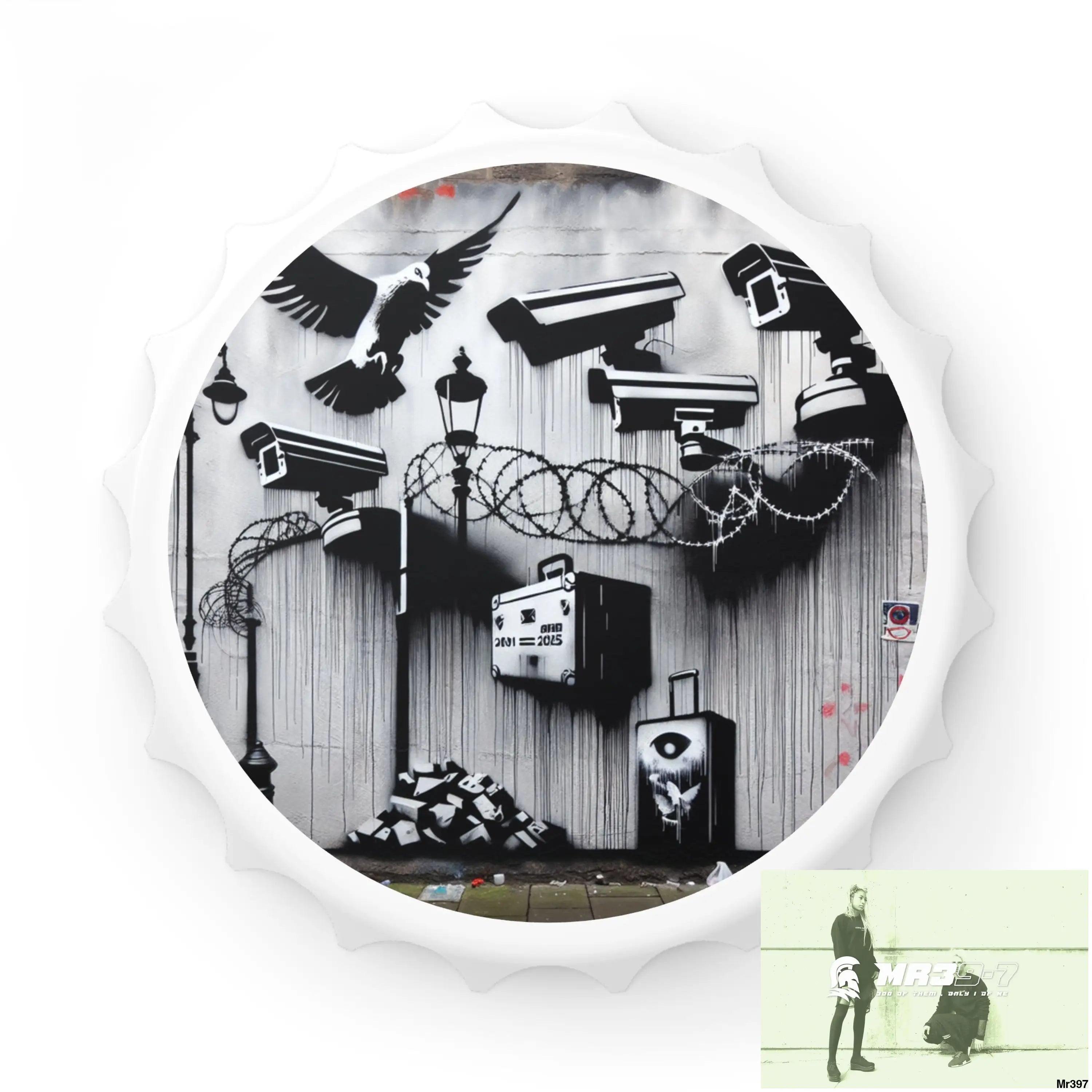 My life My Deaths Their plans failed 2001-2025 Banksy Inspired Magnetic Bottle Opener One size / White Accessories