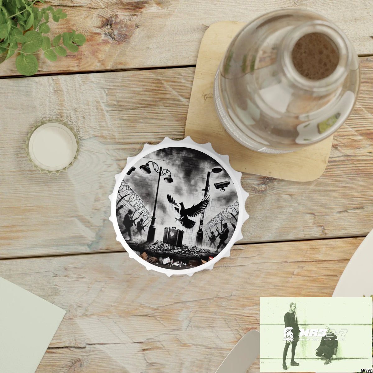 My life My Deaths Their plans failed 2001-2025 Banksy Inspired Magnetic Bottle Opener One size / White Accessories